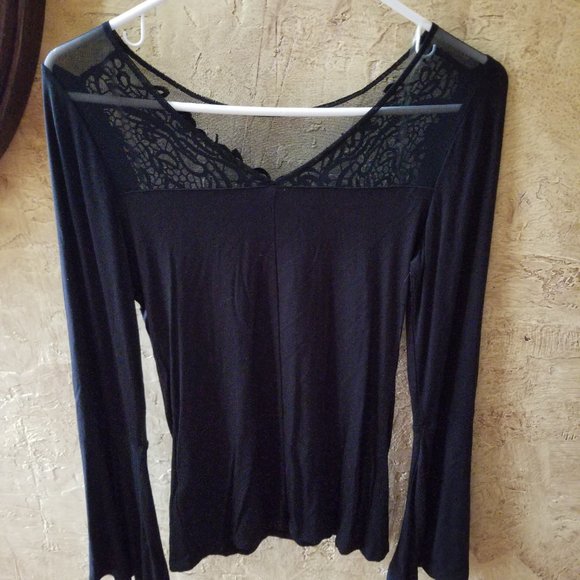 VENUS Lace and Mesh Top with Bell Sleeves - Picture 2 of 12